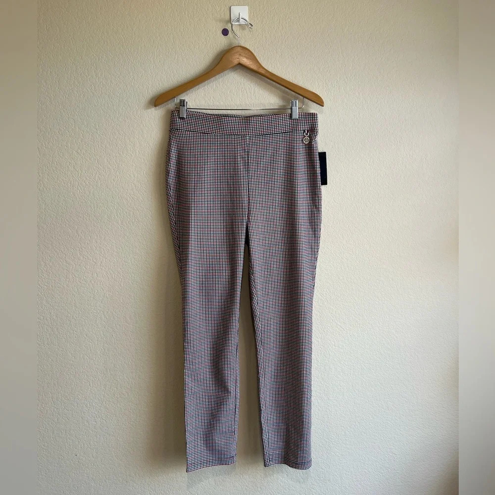 Tommy Hilfiger Red & Black Houndstooth Ankle Pants